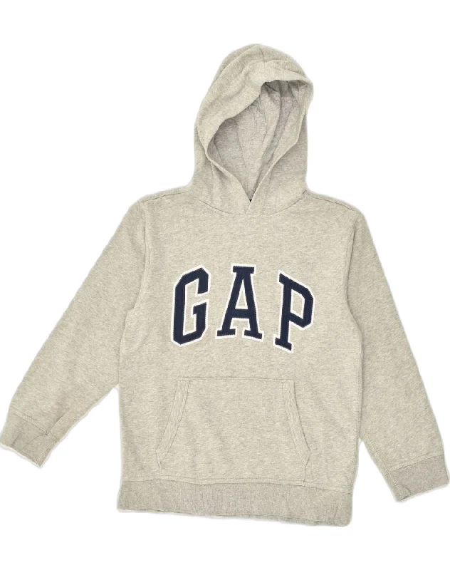 GAP Boys Graphic Hoodie Jumper 11-12 Years XL Grey Cotton