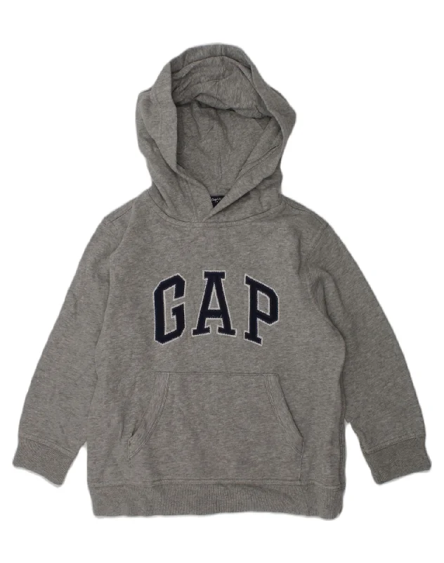 GAP Boys Graphic Hoodie Jumper 6-7 Years Grey Cotton