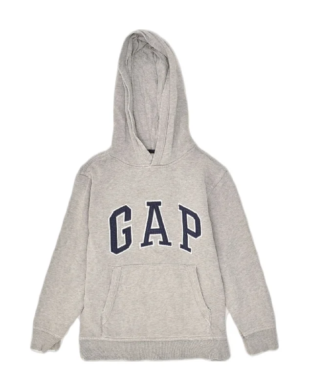 GAP Boys Graphic Hoodie Jumper 7-8 Years Grey Cotton