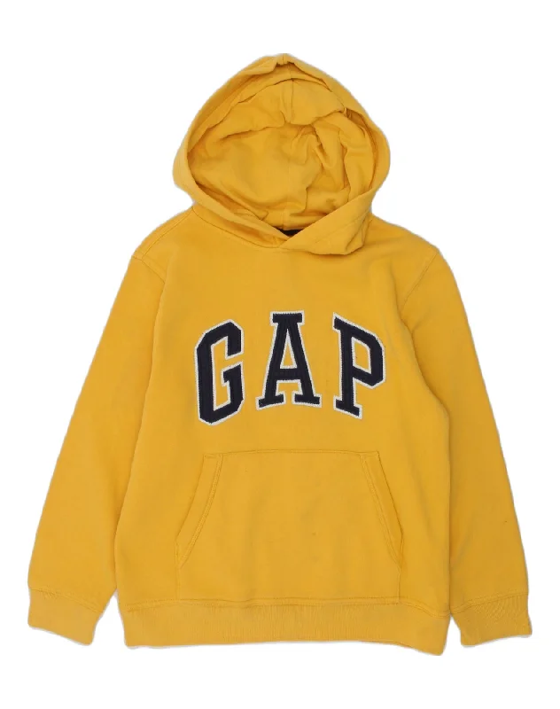 GAP Boys Graphic Hoodie Jumper 7-8 Years Medium Yellow Cotton