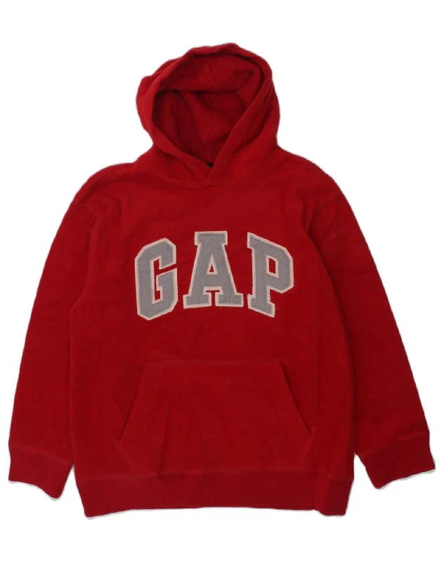 GAP Girls Graphic Fleece Hoodie Jumper 8-9 Years Red Polyester