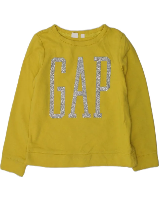 GAP Girls Graphic Sweatshirt Jumper 9-10 Years Large  Yellow Cotton