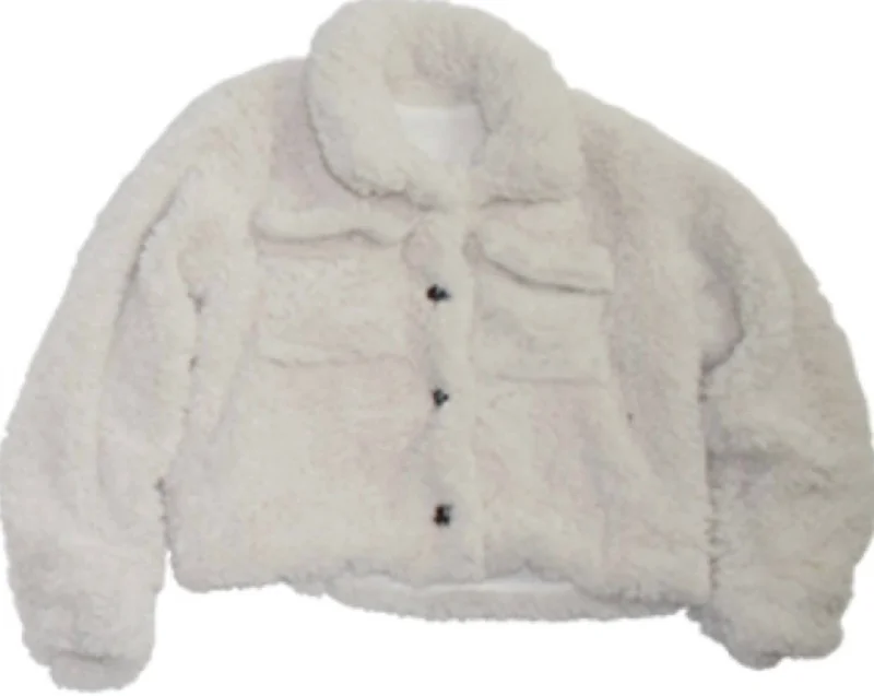 Girl's Sherpa Jacket In Off White