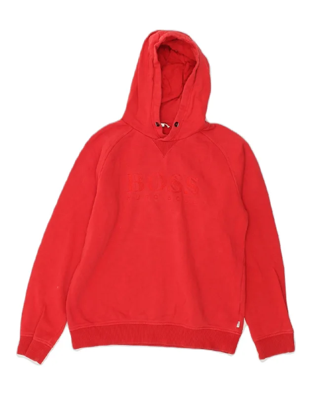 HUGO BOSS Girls Graphic Hoodie Jumper 13-14 Years Small Red Cotton