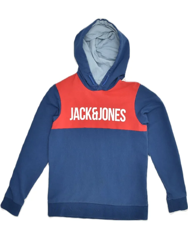 JACK & JONES Boys Graphic Hoodie Jumper 11-12 Years Blue Colourblock