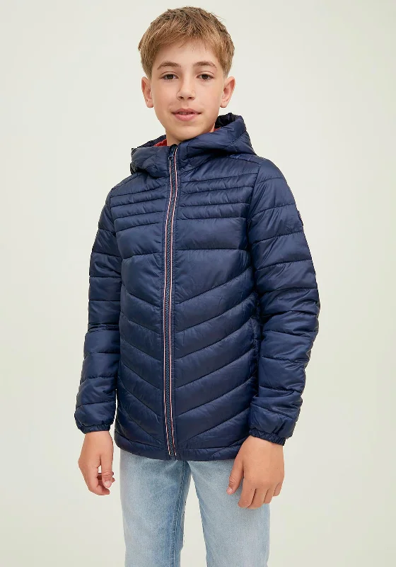 Jack & Jones Boys Hero Puffer Hooded Jacket, Navy