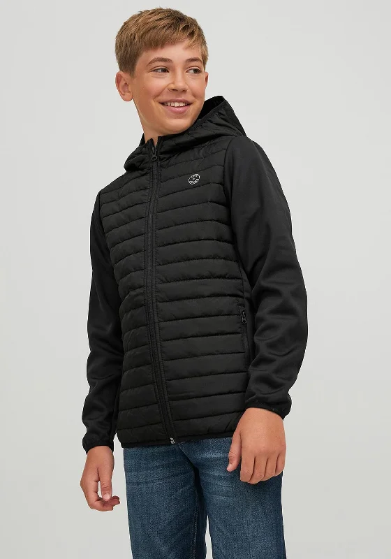 Jack & Jones Boys Multi Quilted Jacket, Black