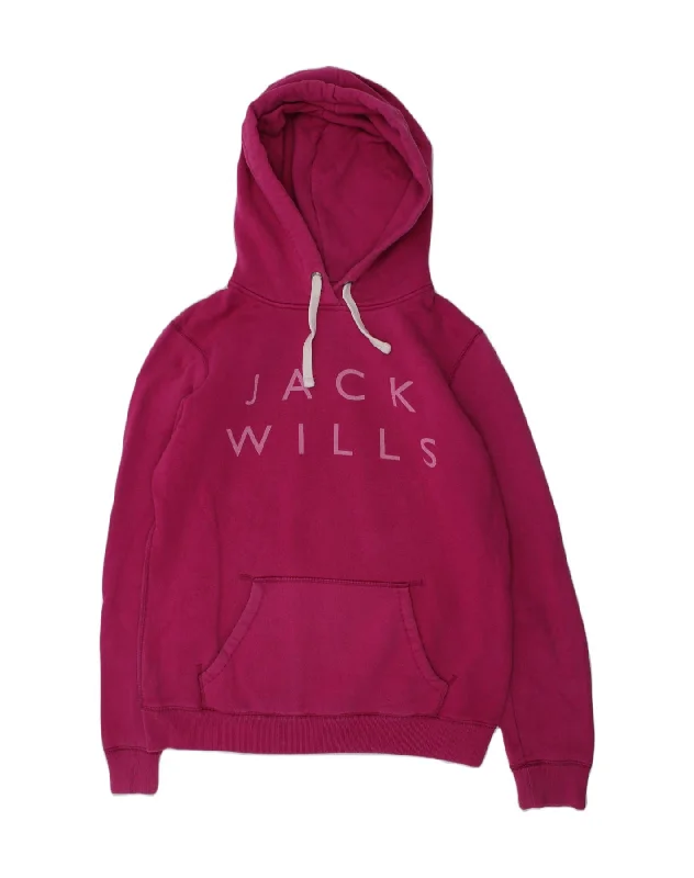 JACK WILLS Girls Graphic Hoodie Jumper 15-16 Years Pink Cotton