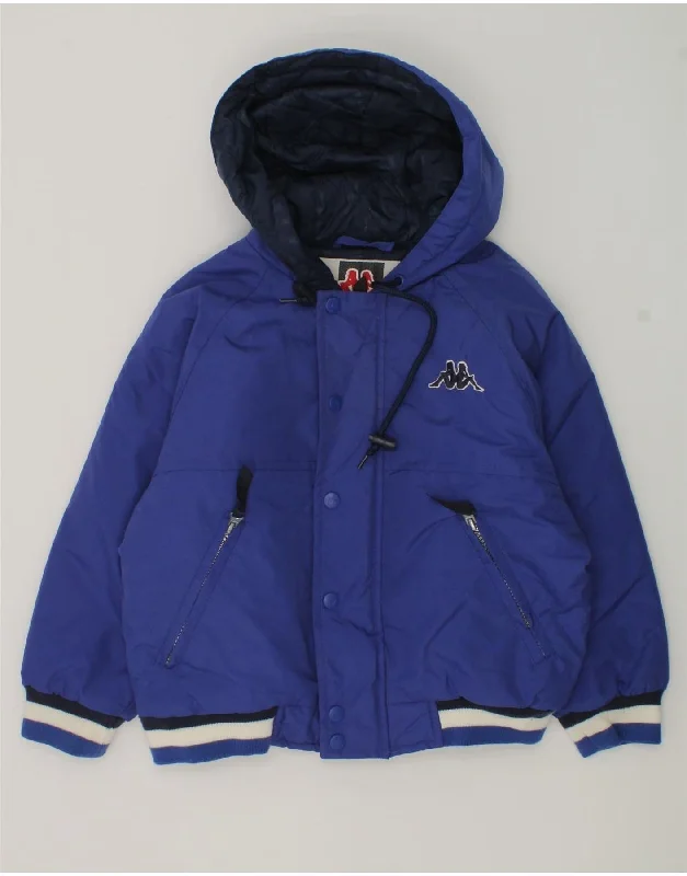 KAPPA Boys Hooded Windbreaker Jacket 6-7 Years Small Blue Nylon