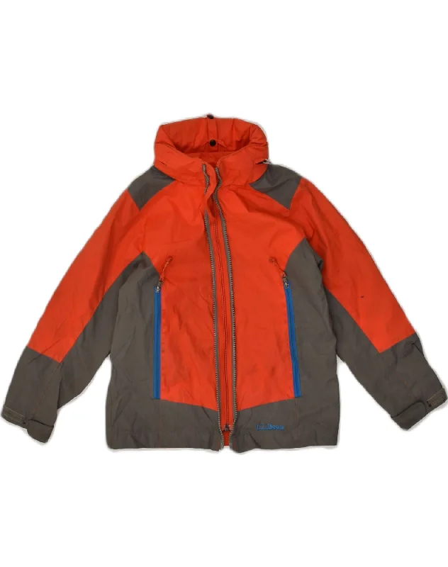 L.L.BEAN Boys Rain Jacket 5-6 Years Red Colourblock Polyester