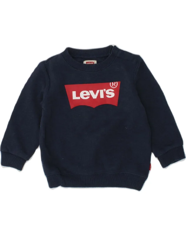 LEVI'S Baby Boys Graphic Sweatshirt Jumper 6-9 Months Navy Blue Cotton