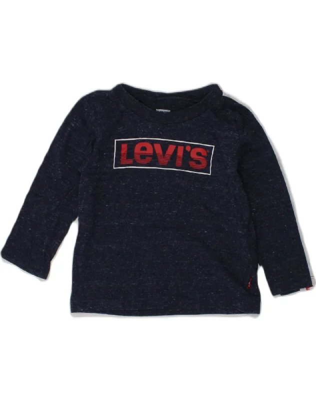 LEVI'S Baby Boys Graphic Sweatshirt Jumper 9-12 Months Navy Blue Flecked