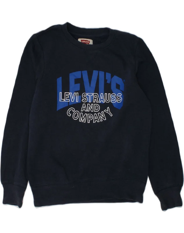 LEVI'S Boys Graphic Sweatshirt Jumper 11-12 Years Navy Blue Cotton