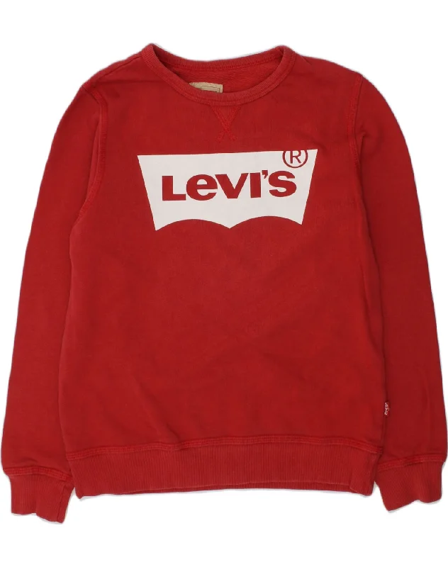 LEVI'S Boys Graphic Sweatshirt Jumper 11-12 Years Red Cotton