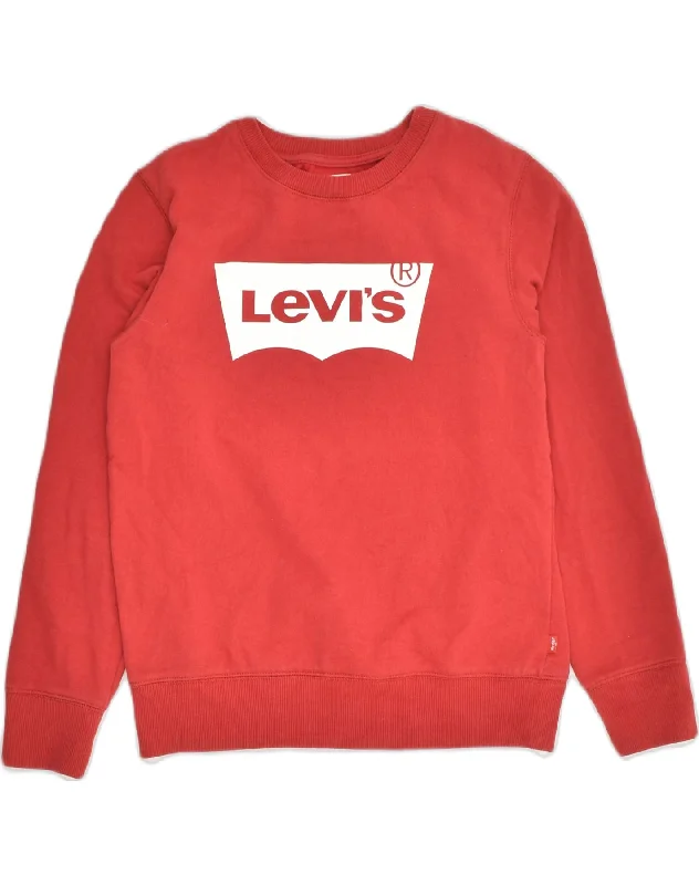 LEVI'S Boys Graphic Sweatshirt Jumper 13-14 Years Red Cotton