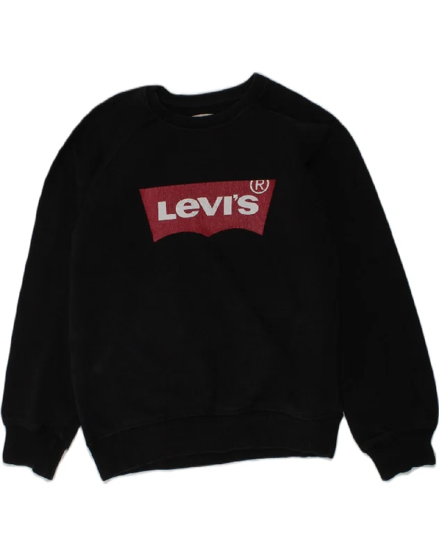 LEVI'S Boys Graphic Sweatshirt Jumper 15-16 Years Large  Black Cotton