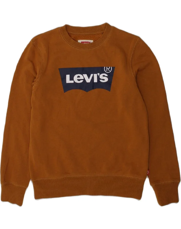 LEVI'S Boys Graphic Sweatshirt Jumper 9-10 Years Brown Cotton