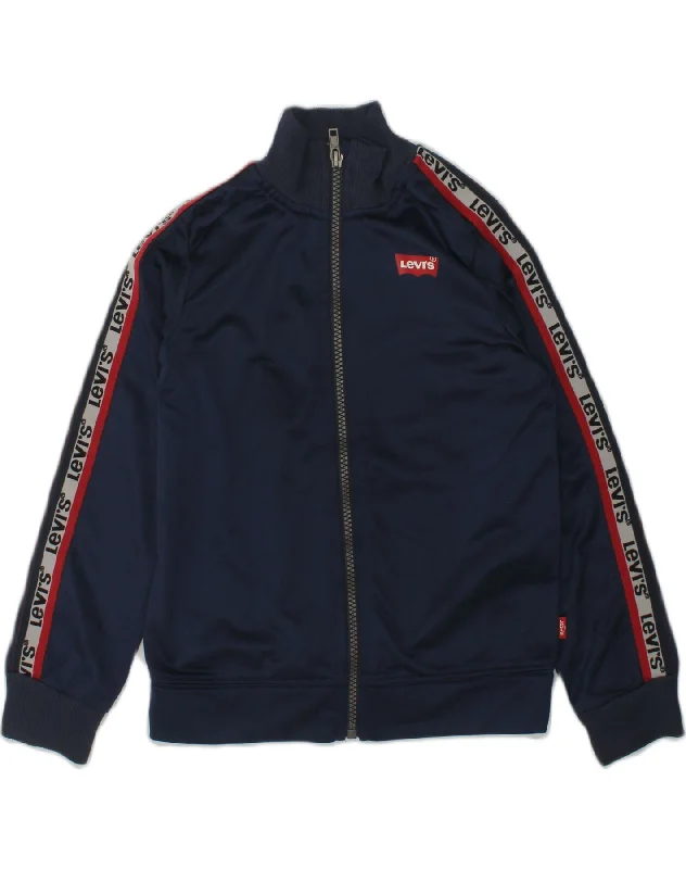 LEVI'S Boys Graphic Tracksuit Top Jacket 5-6 Years Medium Navy Blue