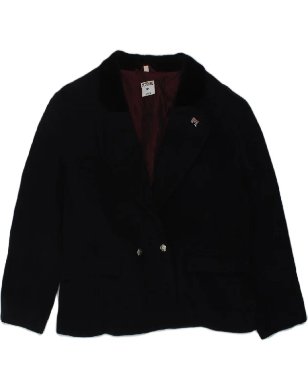 MOSCHINO Girls Double Breasted Blazer Jacket 15-16 Years Navy Blue Wool