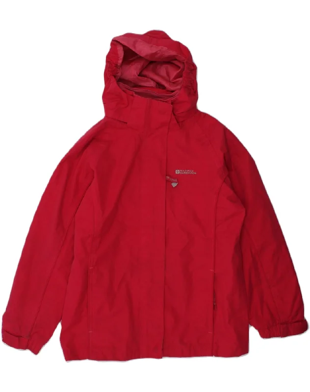 MOUNTAIN WAREHOUSE Girls Hooded Rain Jacket 9-10 Years Red Polyester