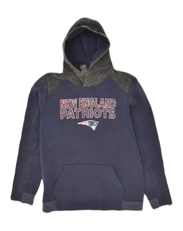 NFL Boys Graphic Hoodie Jumper 15-16 Years XL Navy Blue Colourblock Cotton