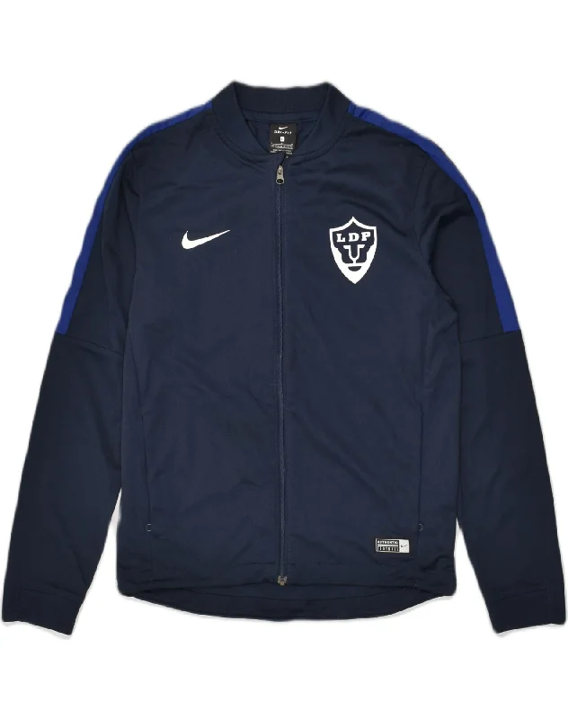 NIKE Boys Dri Fit Tracksuit Top Jacket 12-13 Years Large  Navy Blue