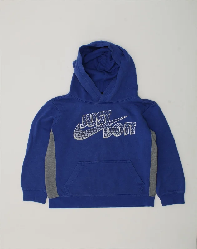 NIKE Boys Graphic Hoodie Jumper 5-6 Years Medium  Blue Cotton