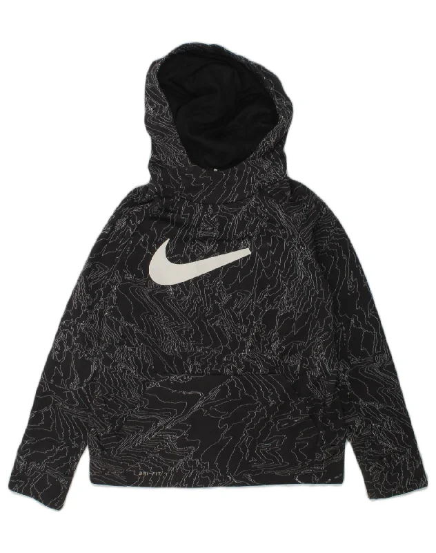 NIKE Boys Graphic Hoodie Jumper 7-8 Years Small Grey Polyester