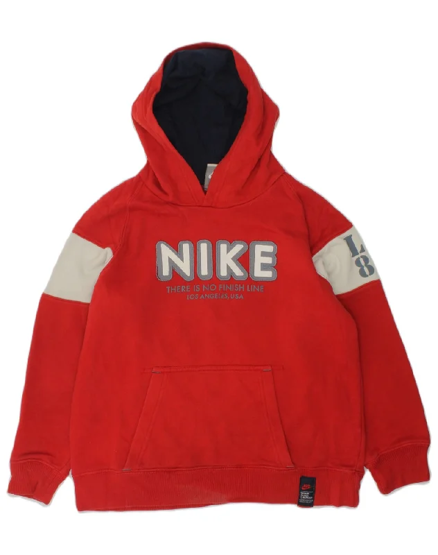 NIKE Boys Graphic Hoodie Jumper 7-8 Years XL Red Cotton