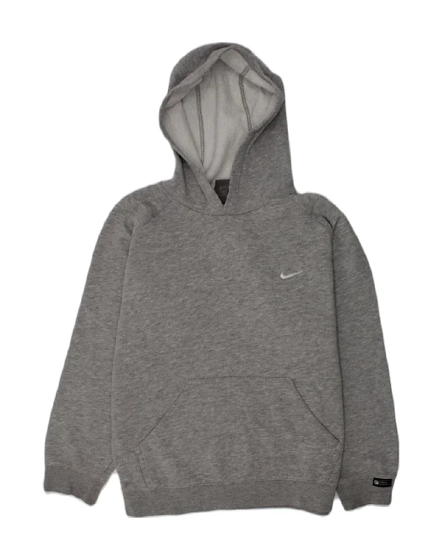 NIKE Boys Hoodie Jumper 10-11 Years Grey