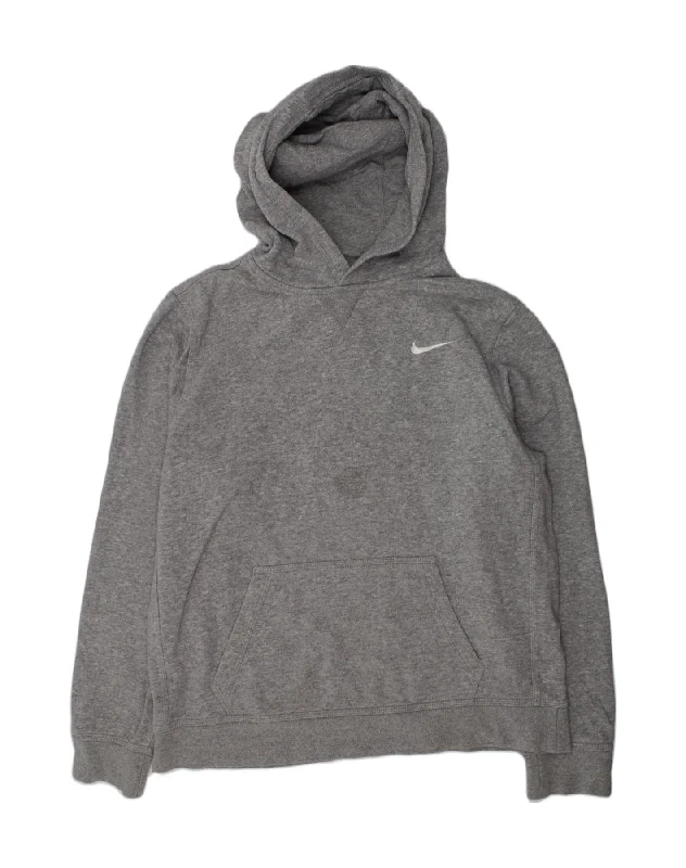 NIKE Boys Hoodie Jumper 13-14 Years XL Grey Cotton