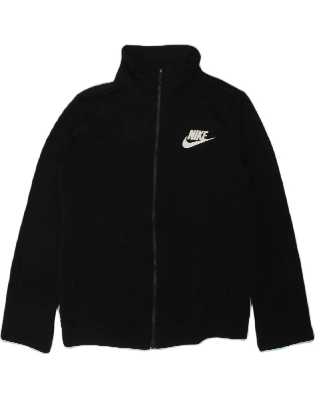 NIKE Boys Tracksuit Top Jacket 10-11 Years Medium  Black Polyester