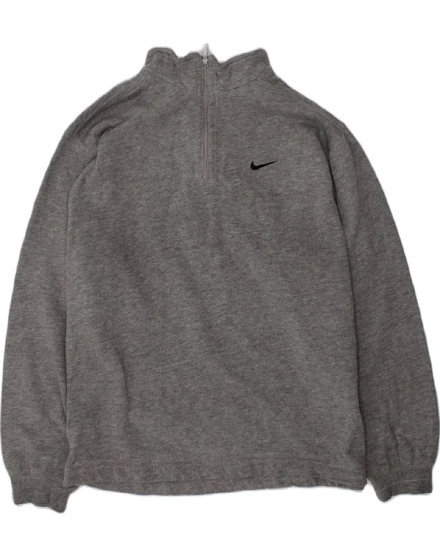 NIKE Boys Zip Neck Sweatshirt Jumper 11-12 Years Medium  Grey Cotton