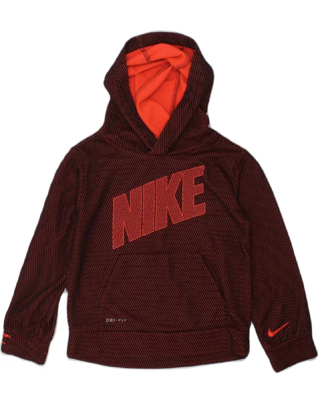 NIKE Girls Dri Fit Graphic Hoodie Jumper 4-5 Years Small Maroon