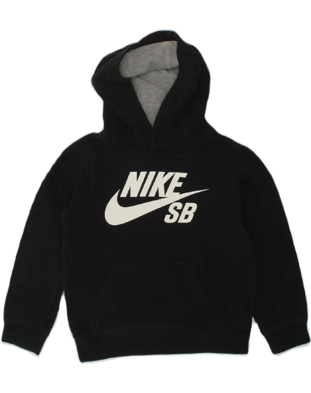 NIKE Girls Graphic Hoodie Jumper 4-5 Years Small  Black Cotton