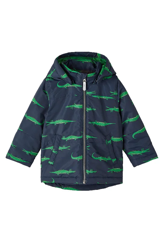 Name It Mini Boys Crocodile Zone Maxi Jacket, Dark Sapphire