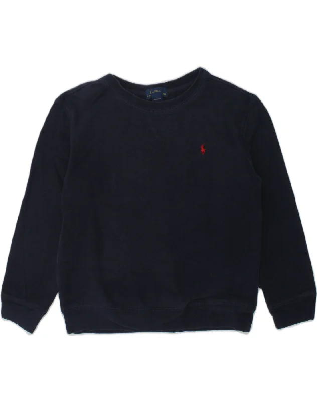 POLO RALPH LAUREN Boys Sweatshirt Jumper 6-7 Years Navy Blue Cotton