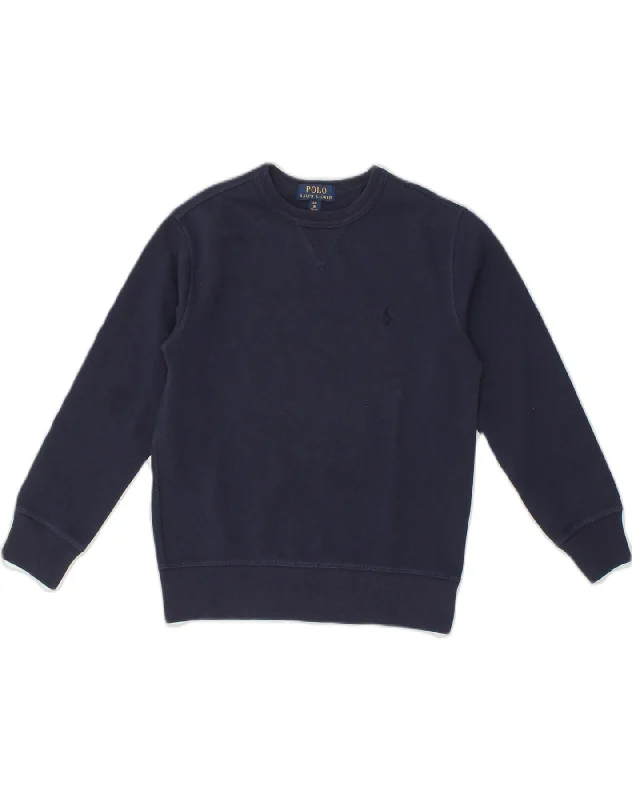 POLO RALPH LAUREN Girls Sweatshirt Jumper 7-8 Years Small Navy Blue