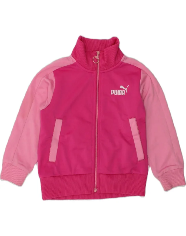 PUMA Baby Boys Graphic Tracksuit Top Jacket 18-24 Months Pink Colourblock