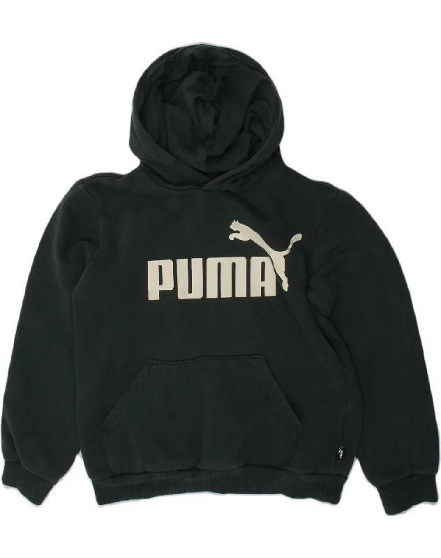 PUMA Boys Graphic Hoodie Jumper 11-12 Years Green Cotton