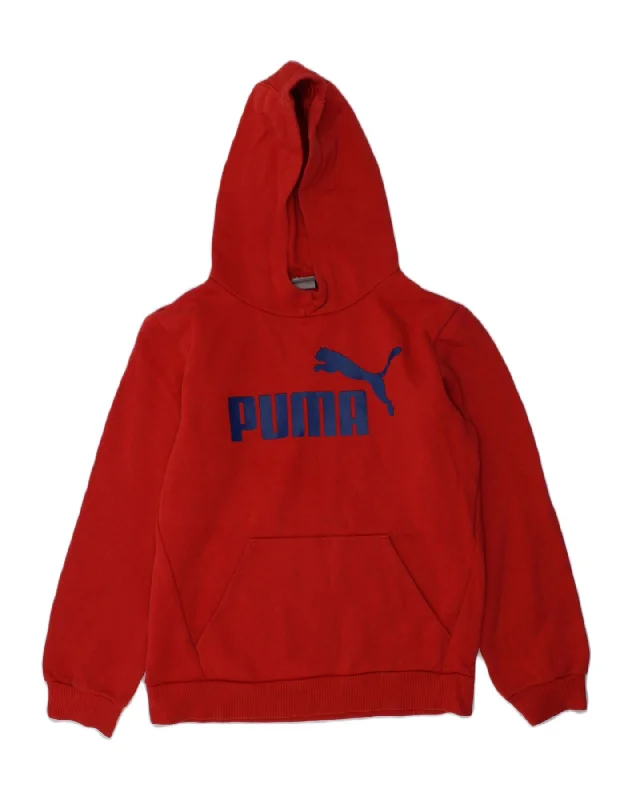 PUMA Boys Graphic Hoodie Jumper 11-12 Years Red Cotton