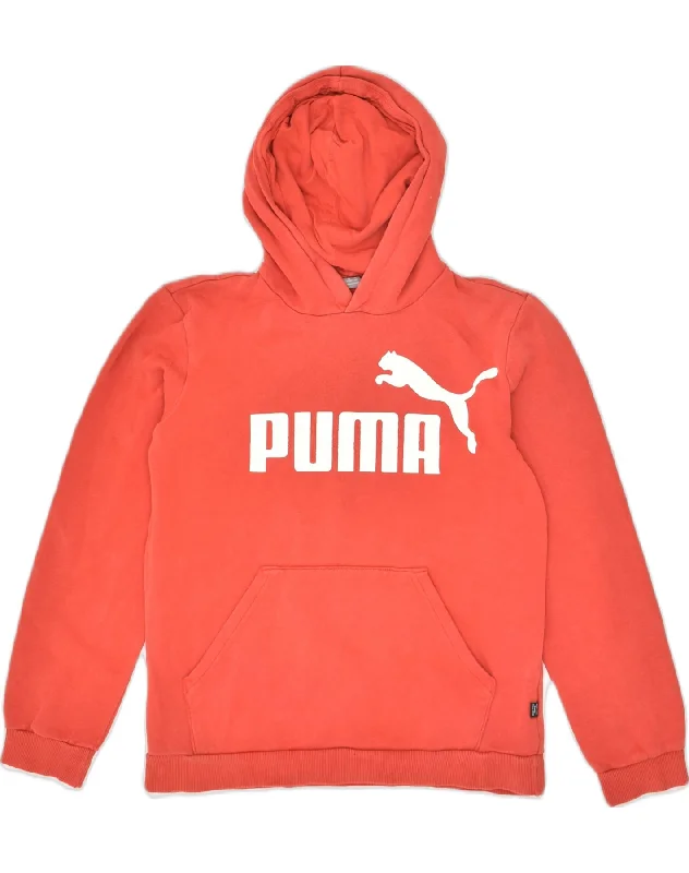 PUMA Boys Graphic Hoodie Jumper 13-14 Years Red Cotton