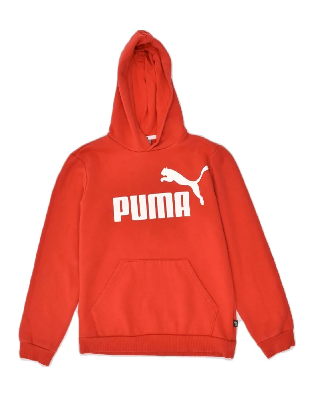 PUMA Boys Graphic Hoodie Jumper 13-14 Years Red Cotton