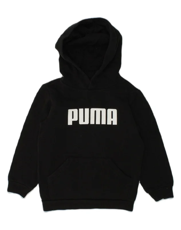 PUMA Boys Graphic Hoodie Jumper 4-5 Years Black Cotton