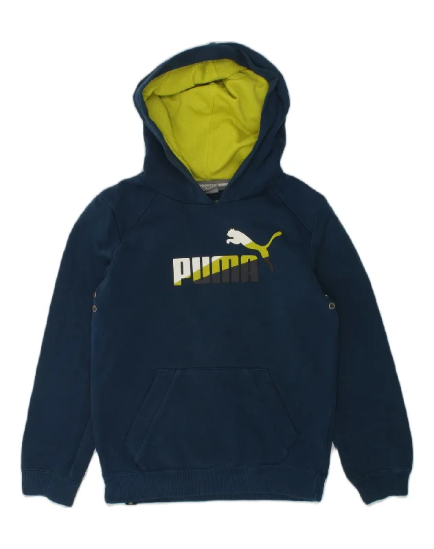 PUMA Boys Graphic Hoodie Jumper 7-8 Years Blue