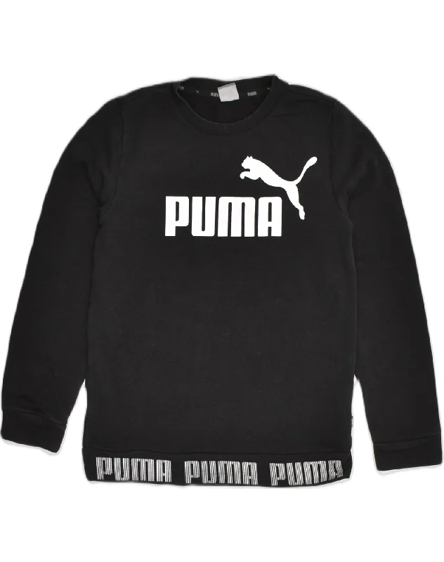 PUMA Boys Graphic Sweatshirt Jumper 11-12 Years Black Cotton