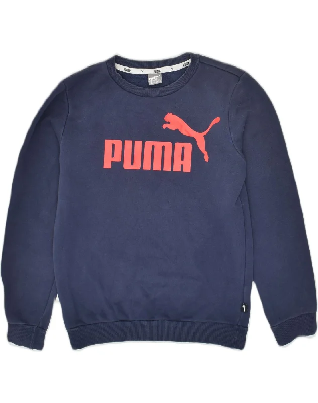 PUMA Boys Graphic Sweatshirt Jumper 11-12 Years Navy Blue Cotton