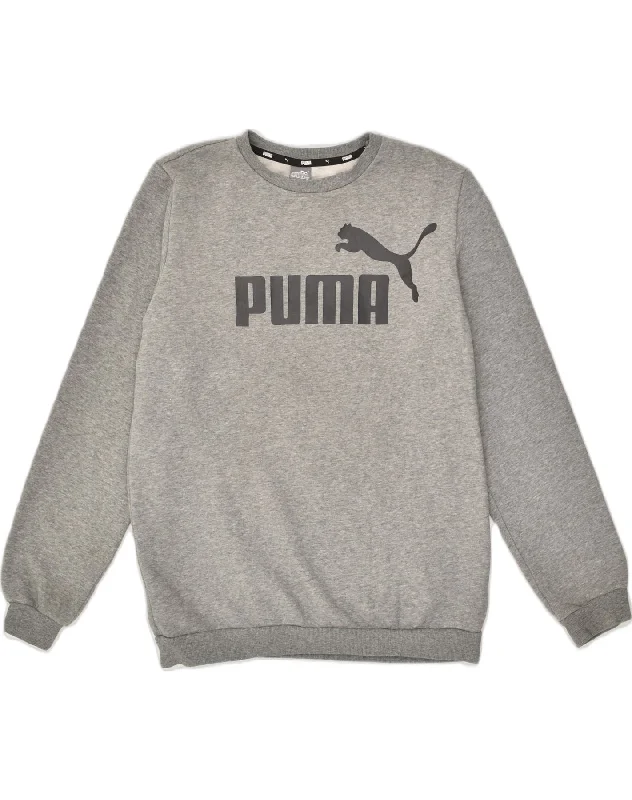 PUMA Boys Graphic Sweatshirt Jumper 15-16 Years Grey Cotton