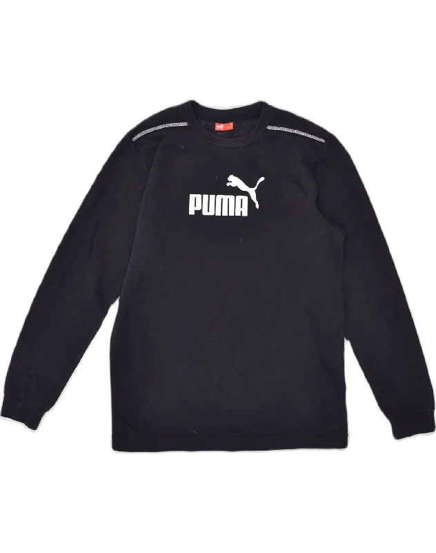 PUMA Boys Graphic Sweatshirt Jumper 15-16 Years Navy Blue Cotton