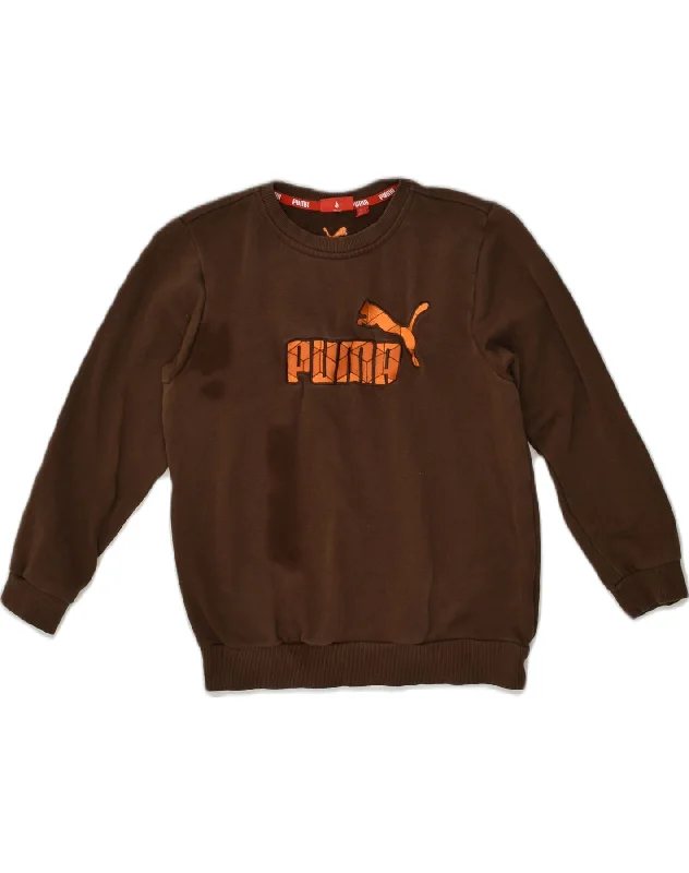 PUMA Boys Graphic Sweatshirt Jumper 9-10 Years Brown